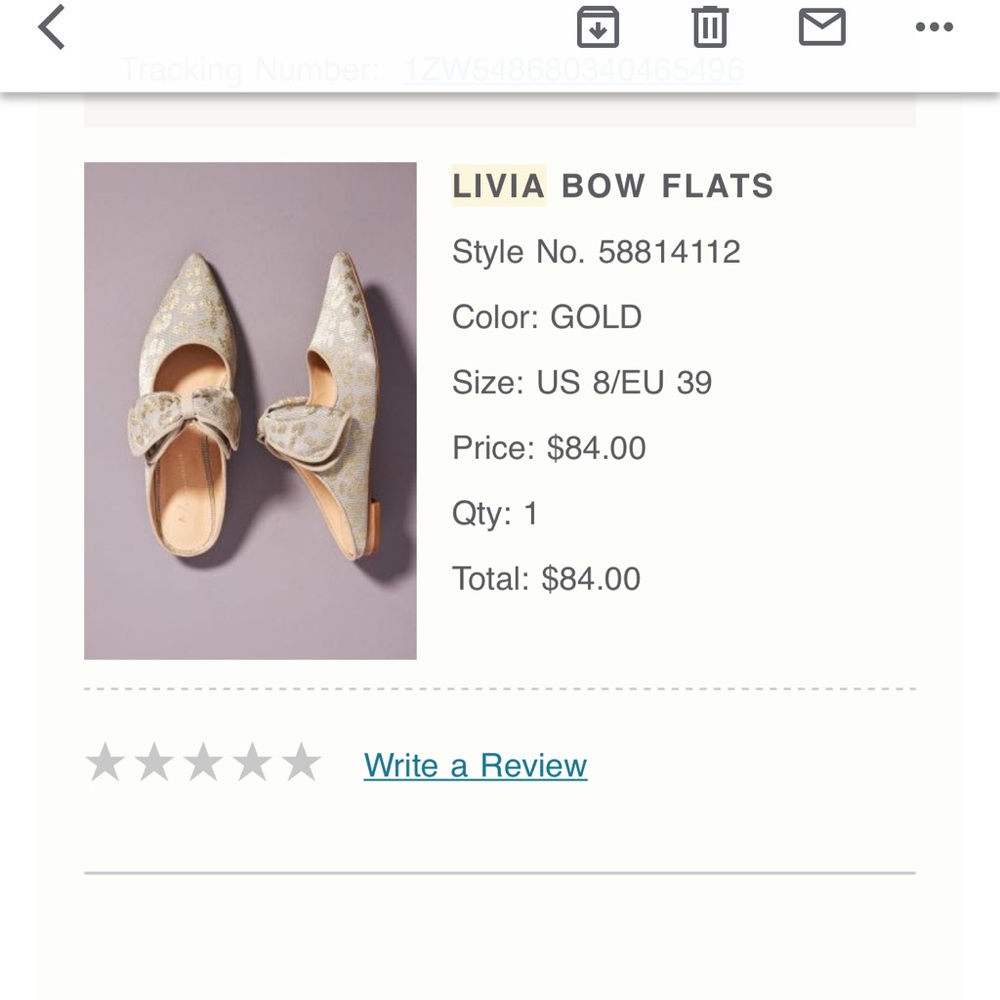 Anthropologie Livia Bow Flats Gold